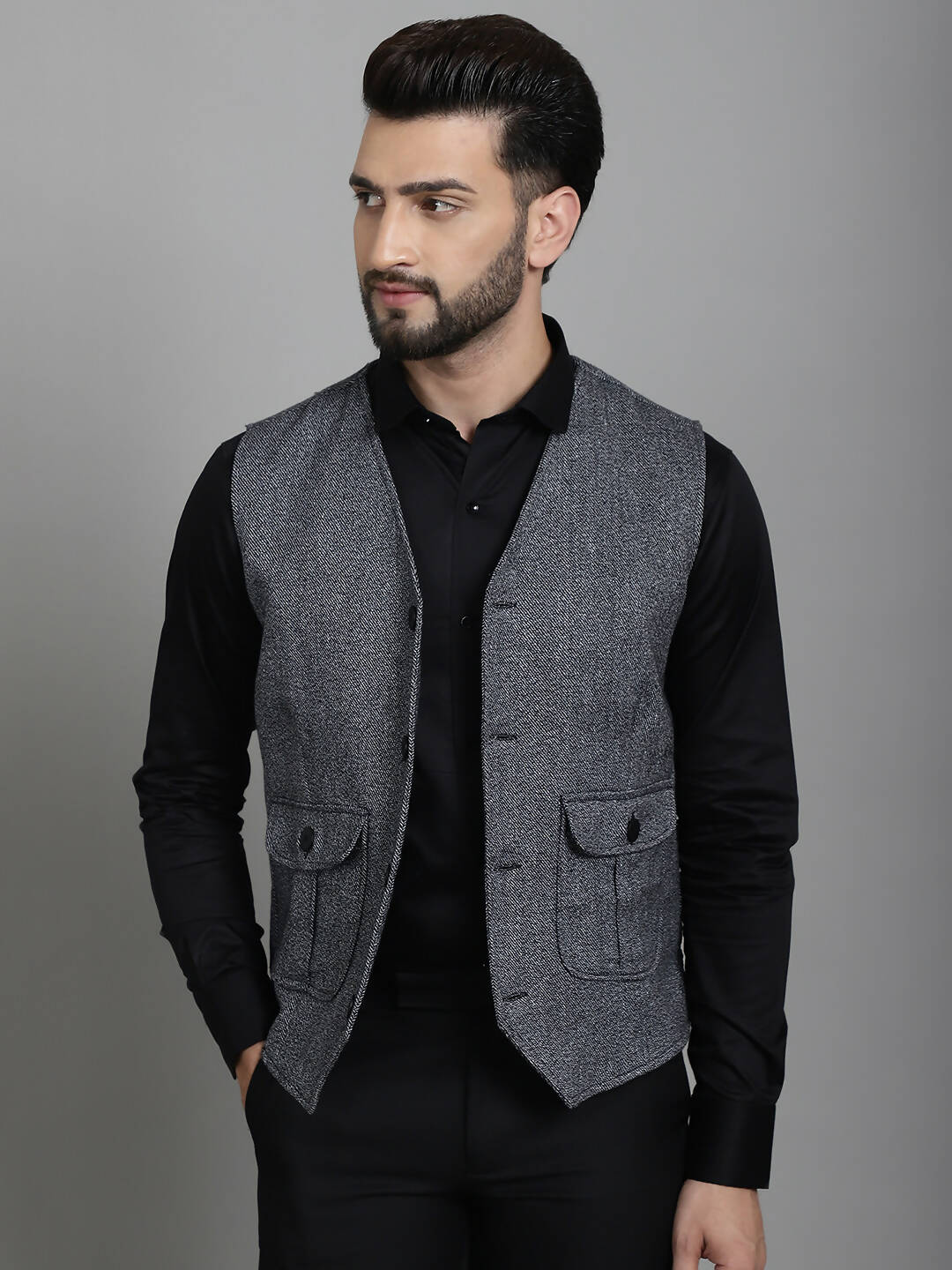 Even Apparels Solid Waistcoat - Grey - Distacart