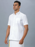 Thumbnail for Ramraj Cotton Mens Half Sleeve Formal Poly Cotton White Shirt - Distacart