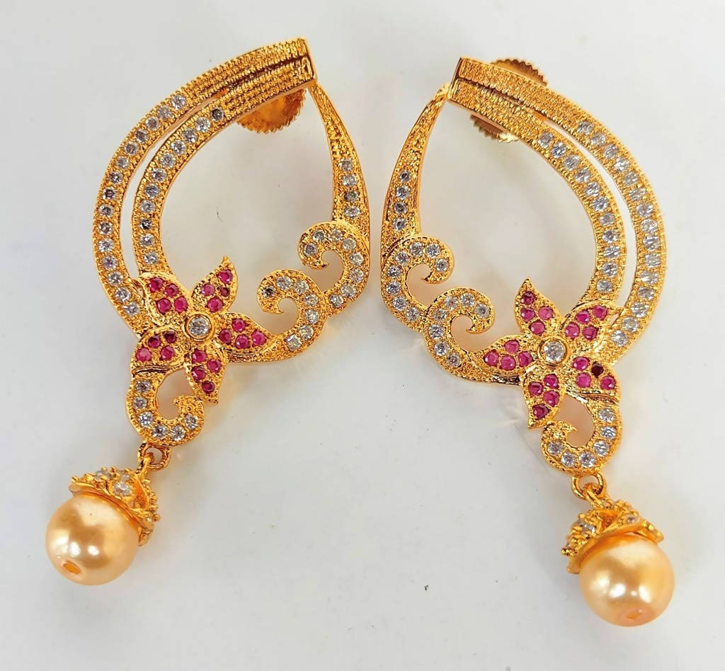 Pink CZ Designer Earrings - Distacart