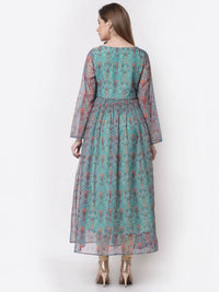 Thumbnail for Myshka Blue Color Organza Printed Dress
