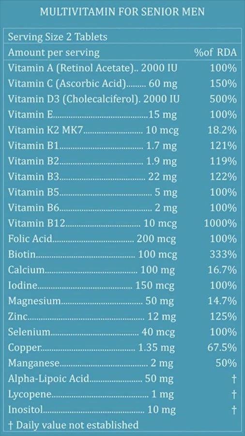 Purayati Multivitamin Tablets for Senior Men