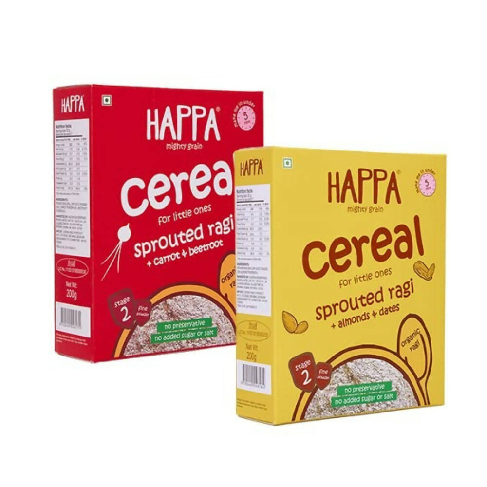 Happa Organic Ragi Porridge Mix- Ragi+Almonds+Dates and Ragi+Carrot+Beetroot Combo - Distacart