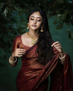 Thumbnail for DEIANA'S Beautiful Golden Jari with New Design Soft Lichi Silk Saree - Brown - Distacart