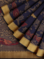 Thumbnail for Mimosa Women's Kanchipuram Art Silk Navy Blue Saree - Distacart