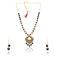 Thumbnail for Tehzeeb Creations Golden Plated Necklace And Earrings With Black Pearl