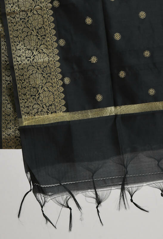 Mominos Fashion Moeza Women's Banarsi Silk Woven Design Black Dupatta - Distacart