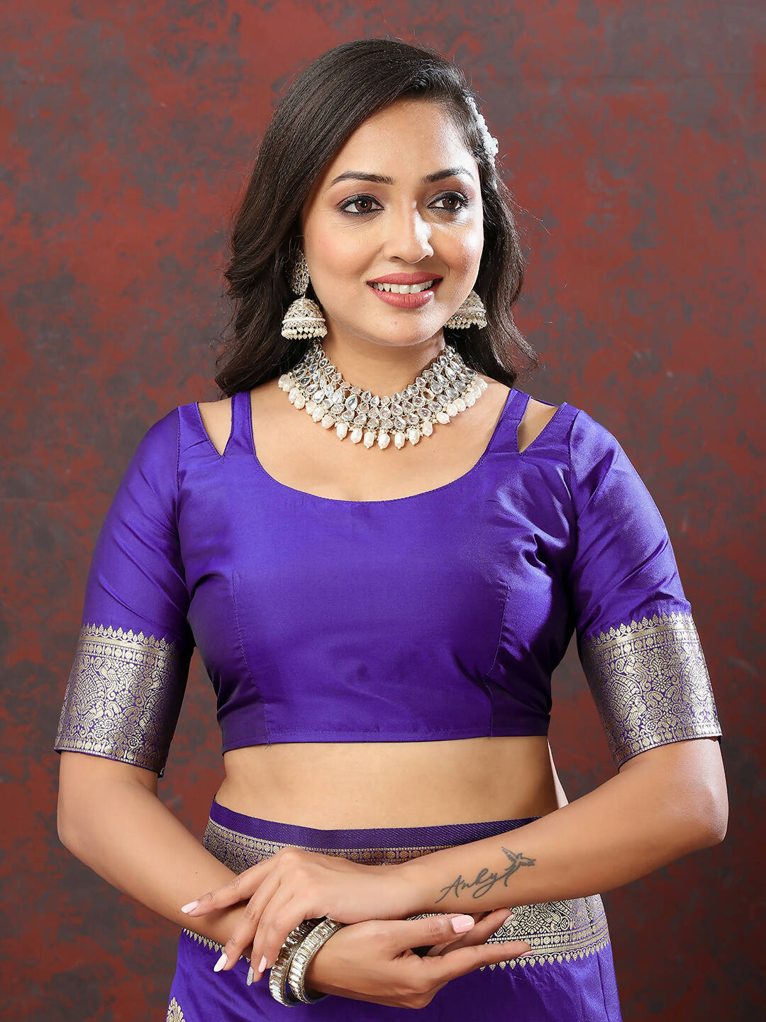 Lorenvalley Fashion Purple Soft Silk Woven Design Gold Zari Weaving Saree - Distacart