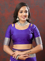 Thumbnail for Lorenvalley Fashion Purple Soft Silk Woven Design Gold Zari Weaving Saree - Distacart