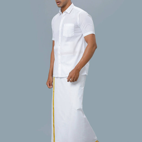 Ramraj Cotton Mens Half Sleeve Formal 100 % Cotton White Shirt - Distacart