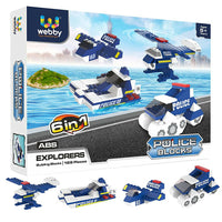 Thumbnail for Webby 6 in 1 Police ABS Building Blocks Kit for Kids (169 Pcs) - Distacart