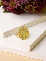 Thumbnail for NVR Women Gold-Plated Circular Adjustable Finger Ring - Distacart