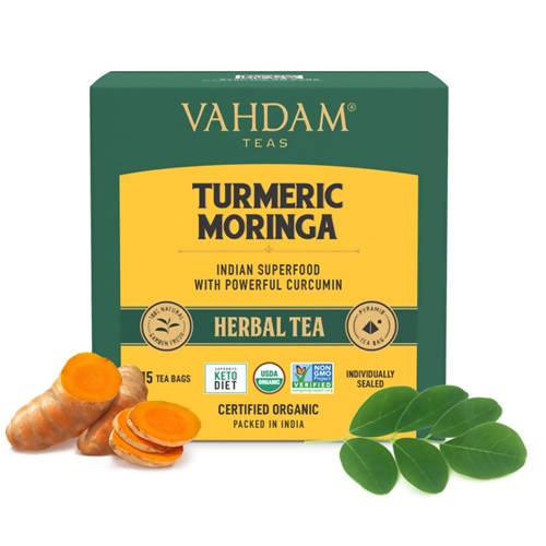 Vahdam Turmeric Moringa Herbal Tea Bags