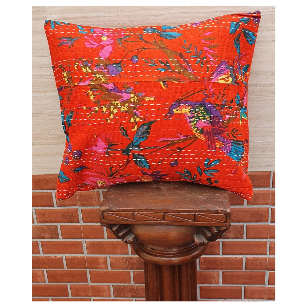 The Decor Nook Orange Base With Birds Print Cushion Cover - Distacart
