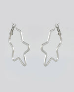 Thumbnail for VOJ Women Sliver Tonned Star Shape Stainless Steel Hoop Earrings - Distacart