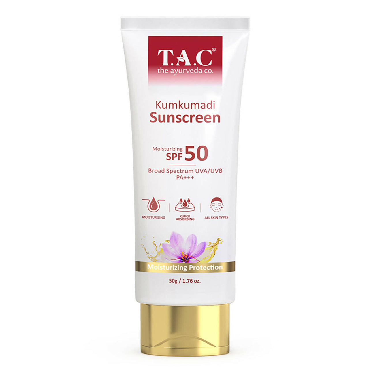 TAC - The Ayurveda Co. Kumkumadi Sunscreen Ultra Light SPF 50 with UVA/UVB PA+++ - Distacart