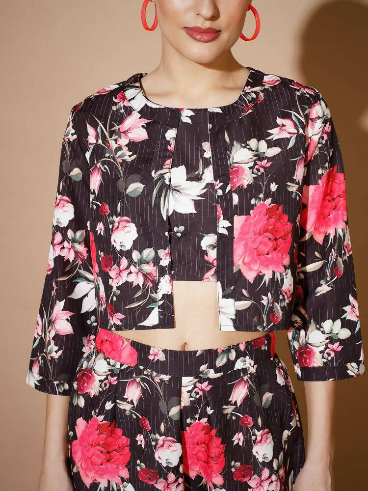 Myshka Women Black Printed Co-Ords - Distacart