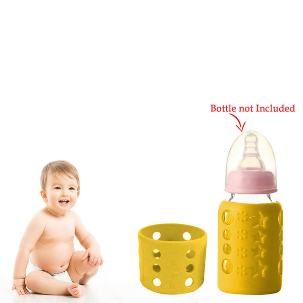 Safe-O-Kid Silicone Baby Feeding Bottle Cover Cum Sleeve for Insulated Protection 60mL- Yellow - Distacart