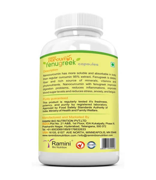 Ramini Bio Nutrition Nano Curcumin with Fenugreek Veg Capsules - Distacart