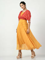Thumbnail for Myshka Women's Yellow Empire Printed Dress - Distacart