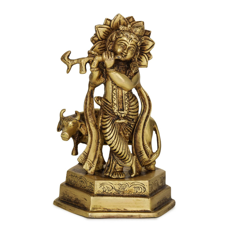 Devlok Lord Krishna with Cow Idol - Distacart