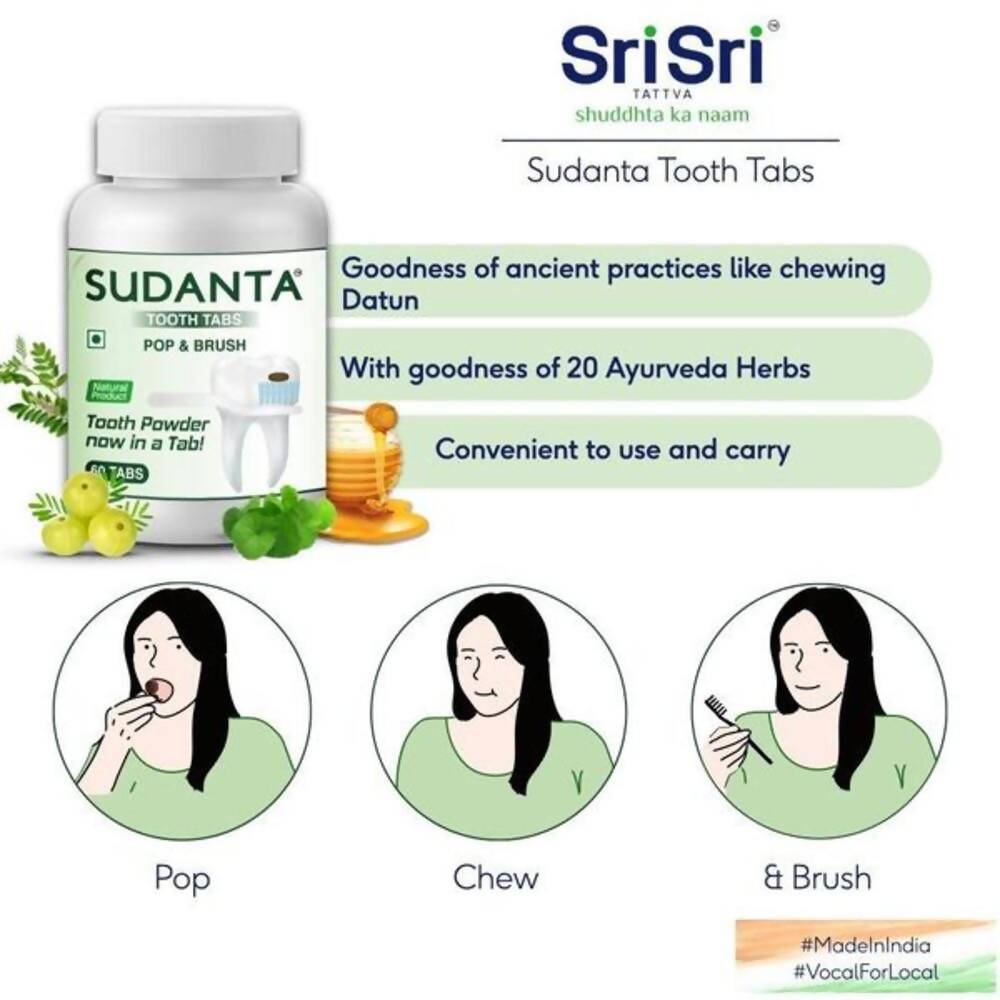 Sri Sri Tattva Sudanta Tooth Tabs (60 Tabs) - Distacart