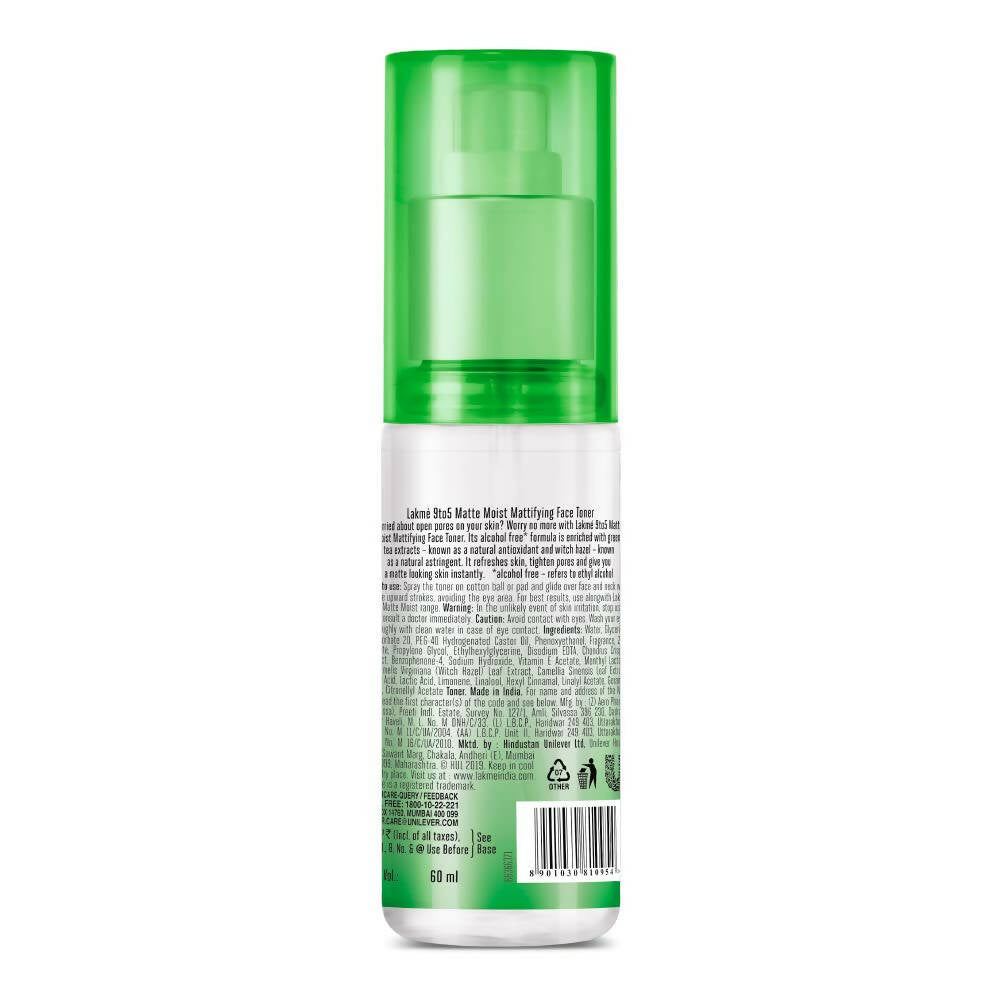 Lakme 9to5 Matte Moist Mattifying Face Toner - Distacart