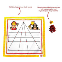 Thumbnail for Desi Toys Maa Kali Goats & Tigers/Bagh Bakri, Classic Strategy Board Game with Canvas Fabric Board, Based on Indian Mythological Story - Distacart