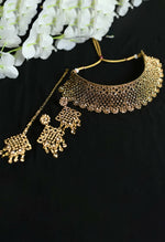 Thumbnail for Mominos Fashion Johar Kamal Traditional Rajwadi Design Heavy Golden Color Choker Set - Distacart