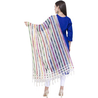 Thumbnail for A R Silk Women's Multi Thread Work Orgenza Cotton White Dupattas and Chunnis