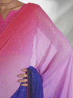 Thumbnail for Pink Georgette Sequence Embroidery Saree With Unstitched Blouse Piece - Rajal - Distacart