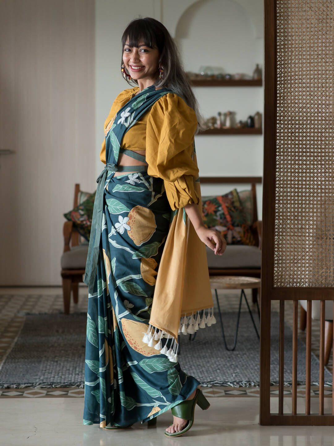 Suta Multi Color Floral Pure Cotton Saree - Distacart