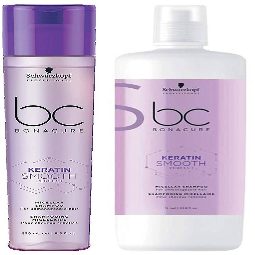 Schwarzkopf Professional BC Bonacure Keratin Smooth Perfect Micellar Shampoo- purple Combo 