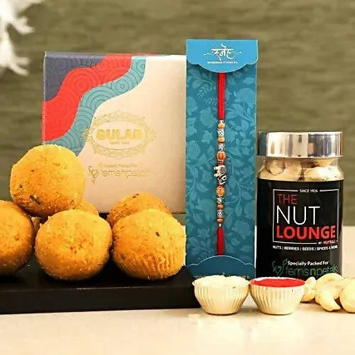 Feng Shui Rakhi With Besan Laddoo & Cashew Jar