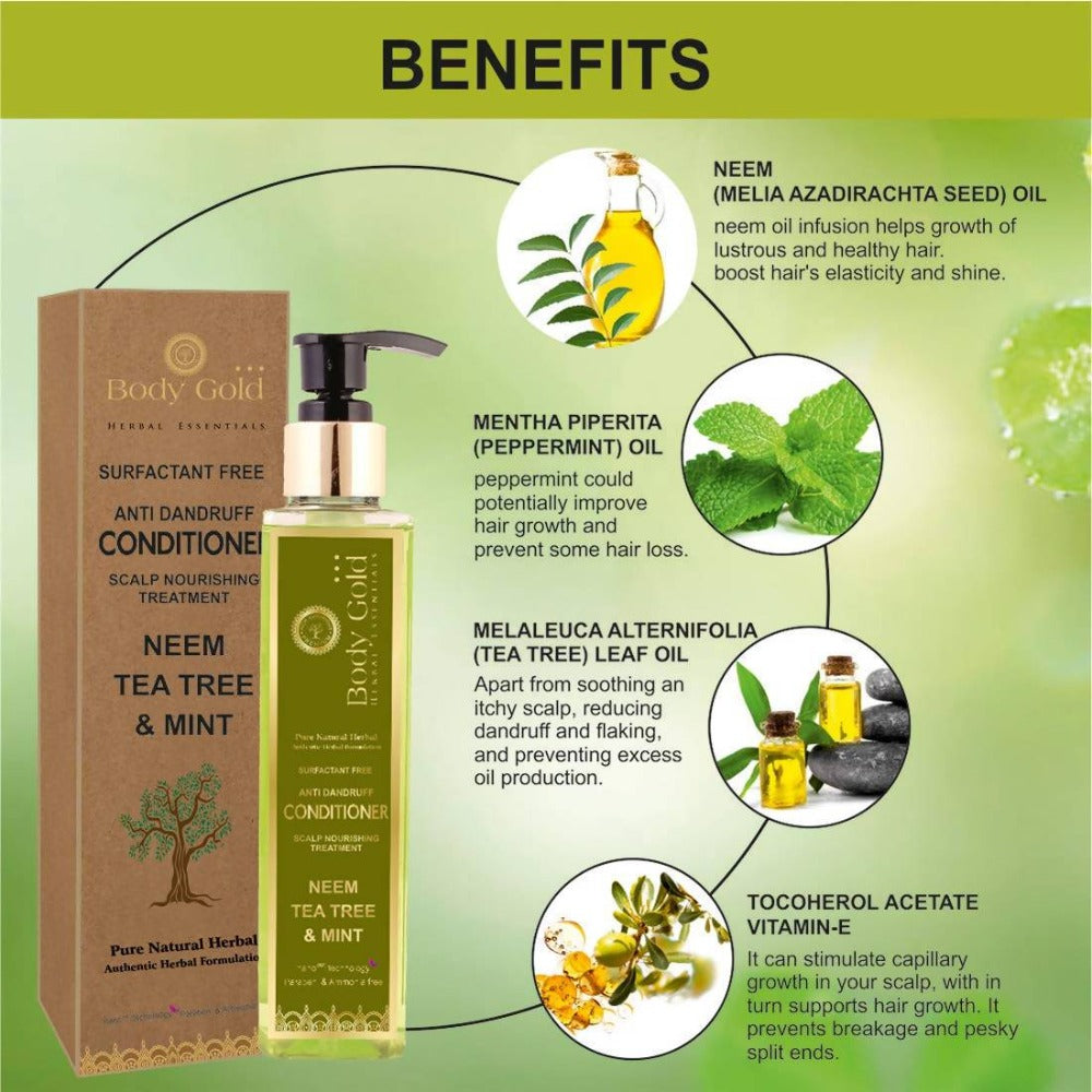 Body Gold Anti Dandruff Hair Conditioner Neem Tea Tree & Mint Benefits