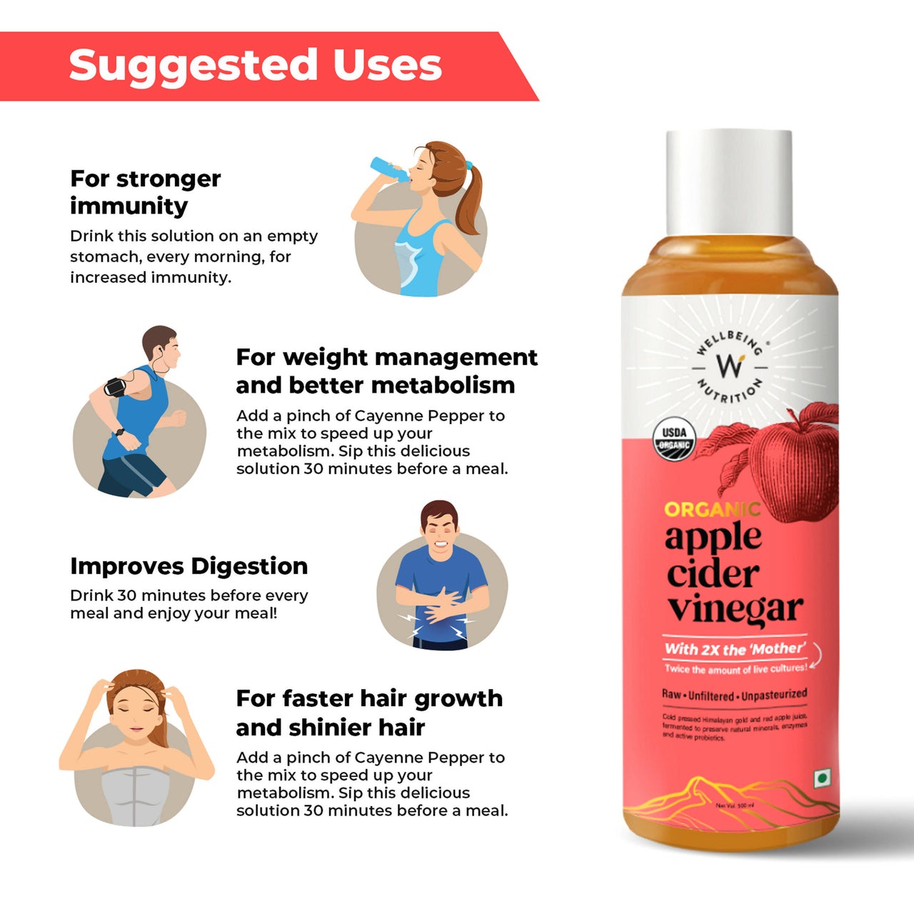 Wellbeing Nutrition Organic Apple Cider Vinegar-Unflavored - Distacart