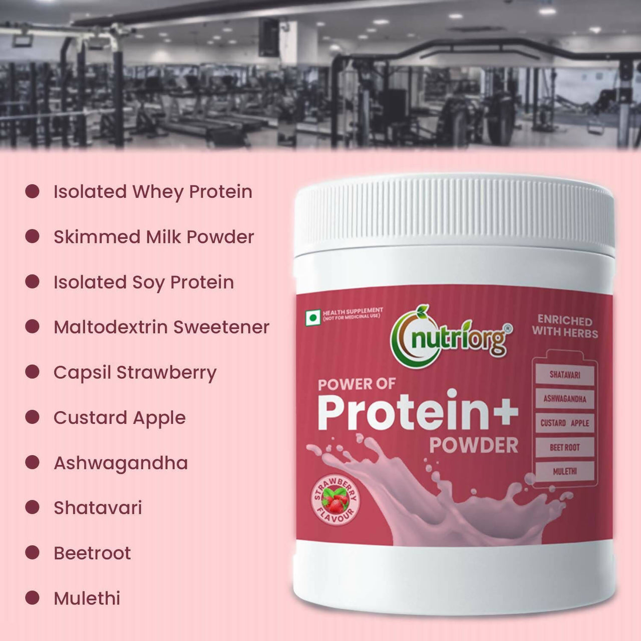 Nutriorg Protein Plus Strawberry Flavor Powder - Distacart