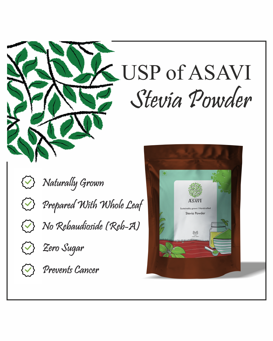 Asavi Natural Stevia Powder - Distacart