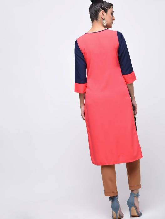 Aniyah Crepe Block Printed Multicolor Straight Kurta (AN-138K)