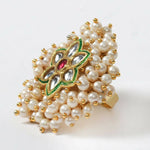 Thumbnail for Mominos Fashion Joharkamal Gold-Plated with Pearls Adjustable Finger Ring - Distacart