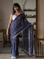 Thumbnail for Suta Purple Floral Pure Cotton Saree - Distacart
