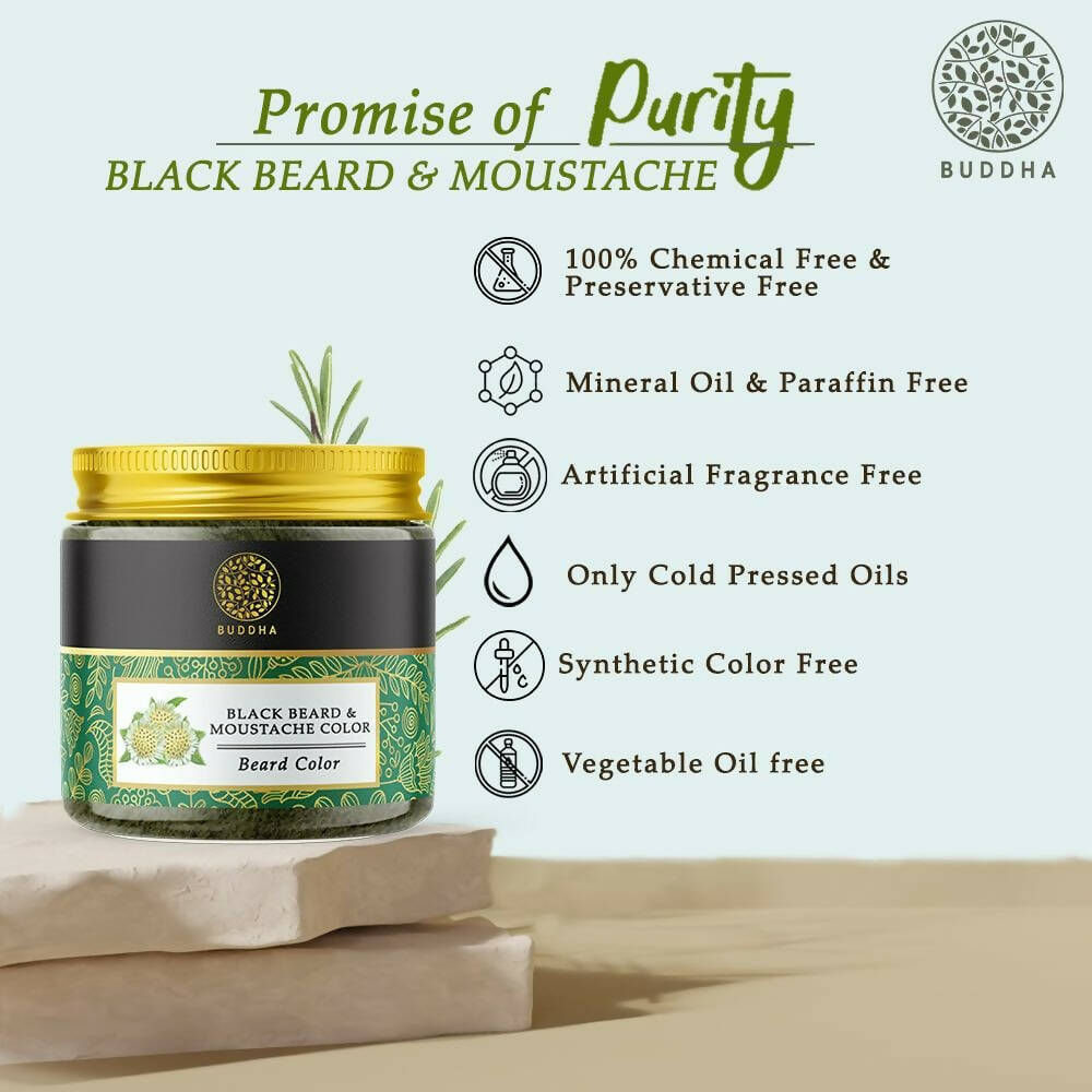 Buddha Natural Beard & Moustache Black Color - Distacart