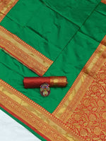 Thumbnail for DEIANA'S Beautiful Golden Jari with New Design Soft Lichi Silk Saree - Green - Distacart