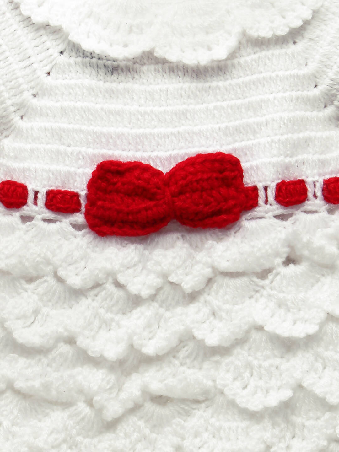 ChutPut Hand knitted Cinderella Wool Dress with Head band - White - Distacart
