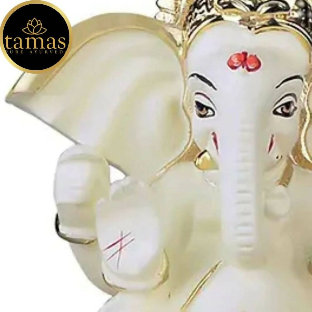Tamas Gold Plated Gaj Karna Ganesh Idol Off White & Gold Color - Distacart