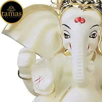 Thumbnail for Tamas Gold Plated Gaj Karna Ganesh Idol Off White & Gold Color - Distacart