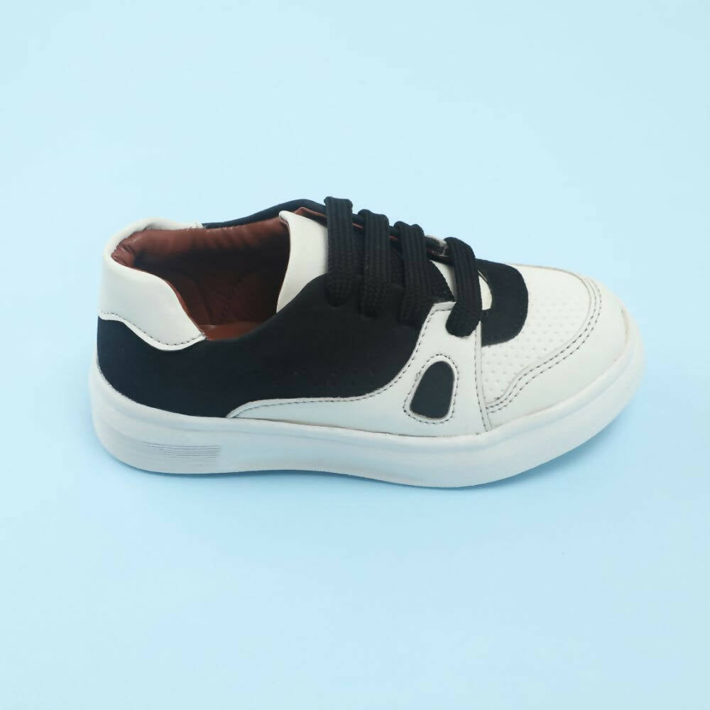 Tiny Bugs Boys Lace Up Casual Shoes - White & Black - Distacart