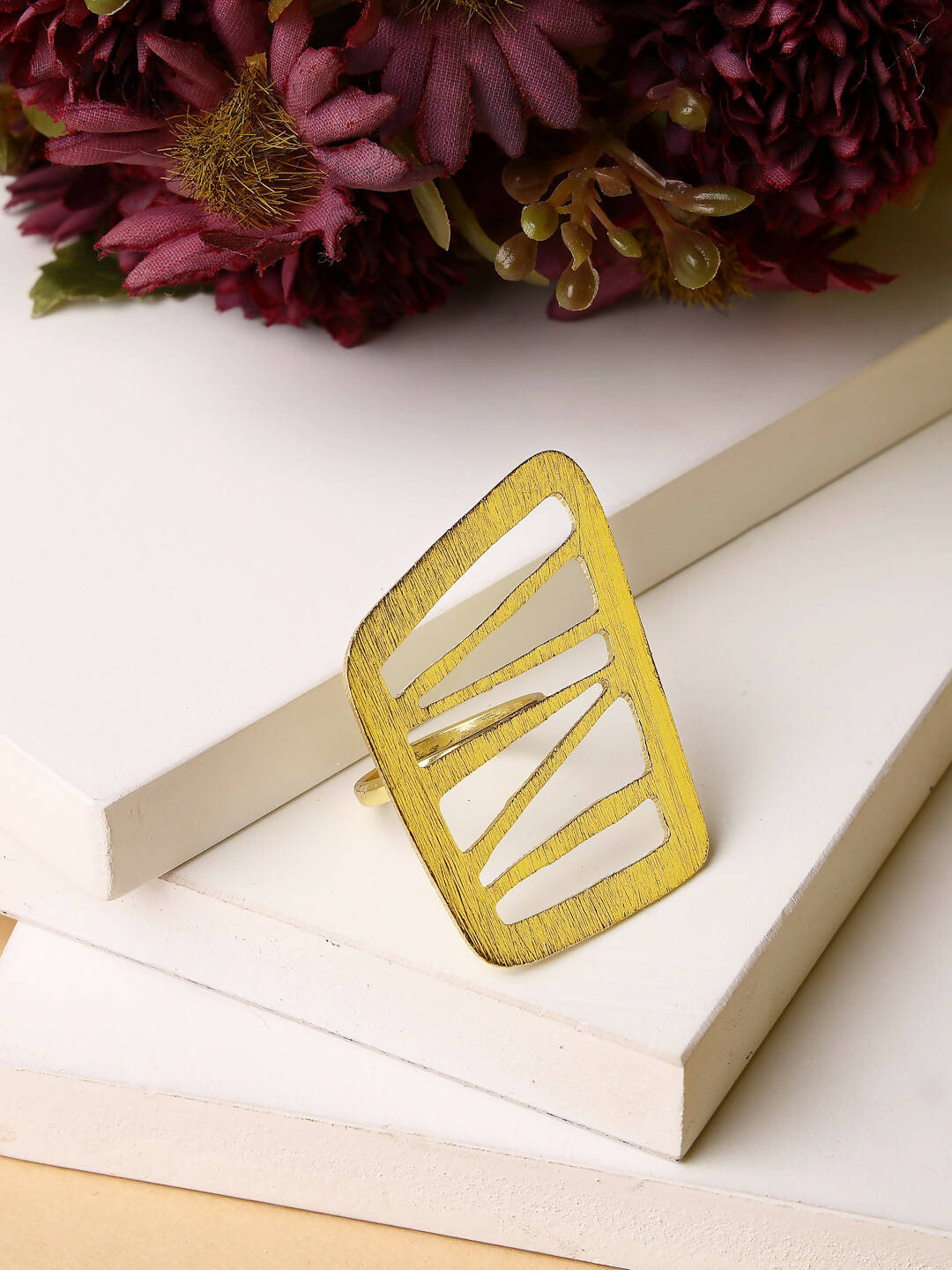 NVR Women Gold-Plated Solid Adjustable Finger Ring - Distacart