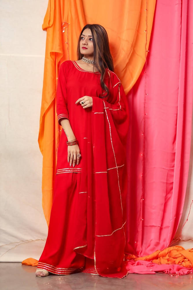 Cheera Red Kurta Palazzo Dupatta set