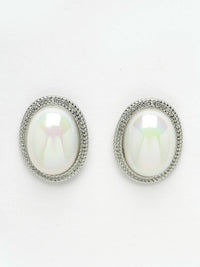 Thumbnail for NVR Women's Silver Plated Oval Stud Earrings - Distacart
