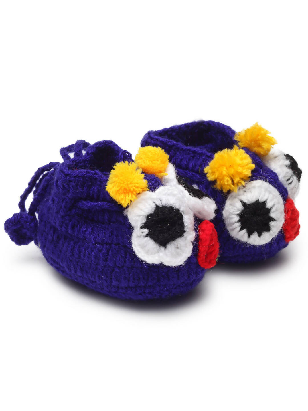 Chutput Kids Woollen Hand Knitted Monster Face Booties - Blue - Distacart